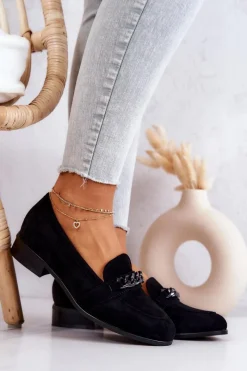 Mokasyny Damskie Zamszowe>Buty damskie Vinceza Zamszowe Półbuty Mokasyny Czarne Yasmin