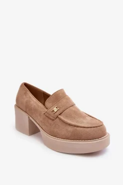 Hot Zamszowe Półbuty Na Obcasie Damskie Beżowe Afnira Damskie Czółenka Na Platformie|Czółenka Zamszowe