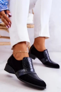 Best Boto Zamszowe Półbuty Wężowe Czarne Mariene