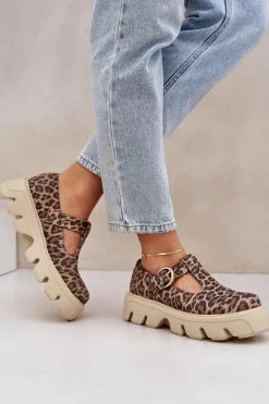 Zazoo Zamszowe Półbuty Z Klamrą W Panterkę 20183 Brązowe Brązowy