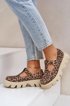 Zazoo Zamszowe Półbuty Z Klamrą W Panterkę 20183 Brązowe Brązowy