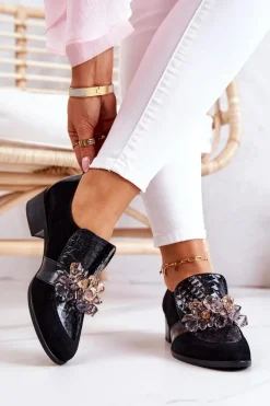 Sale Boto Zamszowe Półbuty Z Ozdobą Czarne Davine