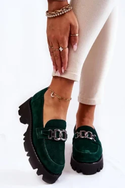 Hot Laura Messi Zamszowe Półbuty Z Ozdobą 2489 Zielone Zielony