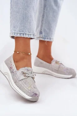 Best Artiker Zamszowe Półbuty Ze Skóry Naturalnej Na Platformie 56C2104 Szare