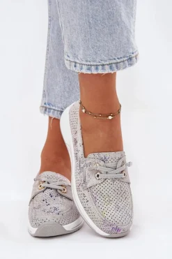 Best Artiker Zamszowe Półbuty Ze Skóry Naturalnej Na Platformie 56C2104 Szare