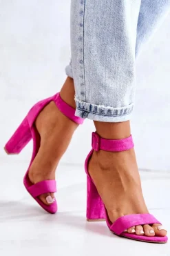 Sandały Na Obcasie>Boto Zamszowe Sandałki Na Obcasie Fuksja Jacqueline