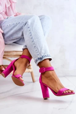 Sandały Na Obcasie>Boto Zamszowe Sandałki Na Obcasie Fuksja Jacqueline