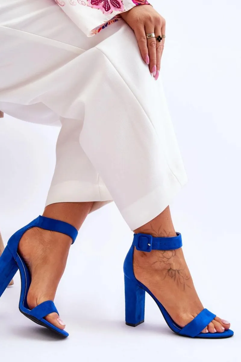 Outlet Zamszowe Sandałki Na Obcasie Ciemnoe Jacqueline Damskie Sandały Na Obcasie