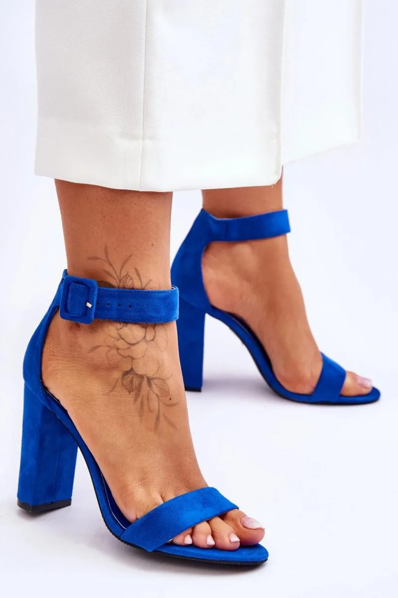 Outlet Zamszowe Sandałki Na Obcasie Ciemnoe Jacqueline Damskie Sandały Na Obcasie