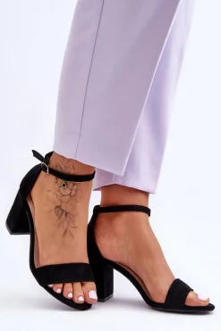 Sandały Na Obcasie>Boto Zamszowe Sandałki Na Obcasie Czarne Madame