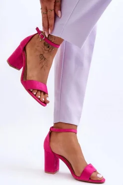 Sandały Na Obcasie>Boto Zamszowe Sandałki Na Obcasie Fuksja Madame