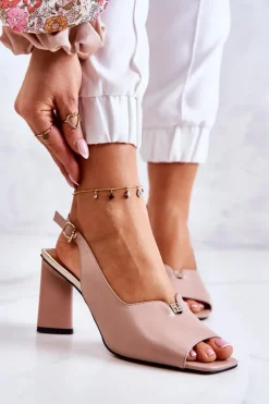 Online Damskie buty S.Barski Zamszowe Sandałki Na Słupku Beżowe Fiorine