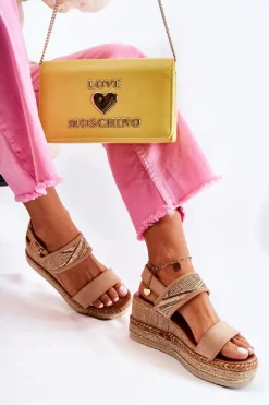 Sale Zamszowe Sandały Na Koturnie Beżowe Annabel Damskie Sandały Na Koturnie