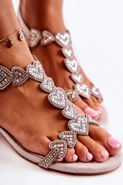 Sandały Na Obcasie></noscript>Damskie buty S.Barski Zamszowe Sandały Na Niskim Obcasie Szare Wonderland