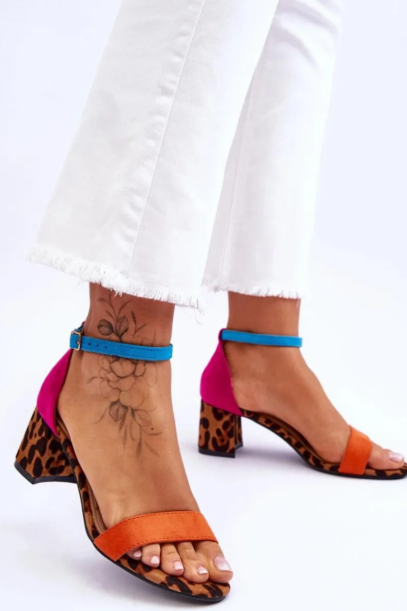 Sandały Na Obcasie>Boto Zamszowe Sandały Na Niskim Obcasie W Cętki Wielobarwne Quincy