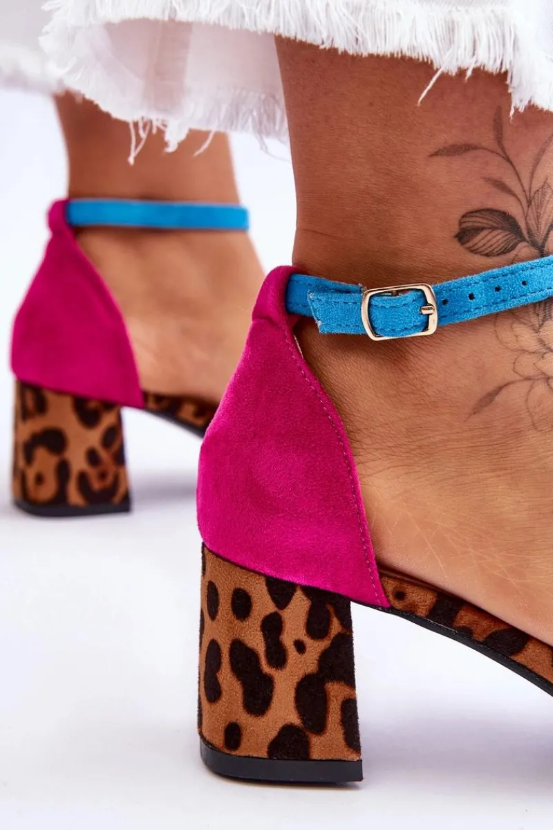 Sandały Na Obcasie>Boto Zamszowe Sandały Na Niskim Obcasie W Cętki Wielobarwne Quincy