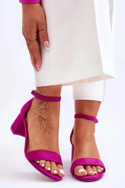 Boto Zamszowe Sandały Na Niskim Obcasie Fioletowe Quincy