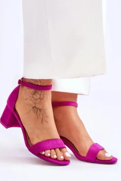 Boto Zamszowe Sandały Na Niskim Obcasie Fioletowe Quincy