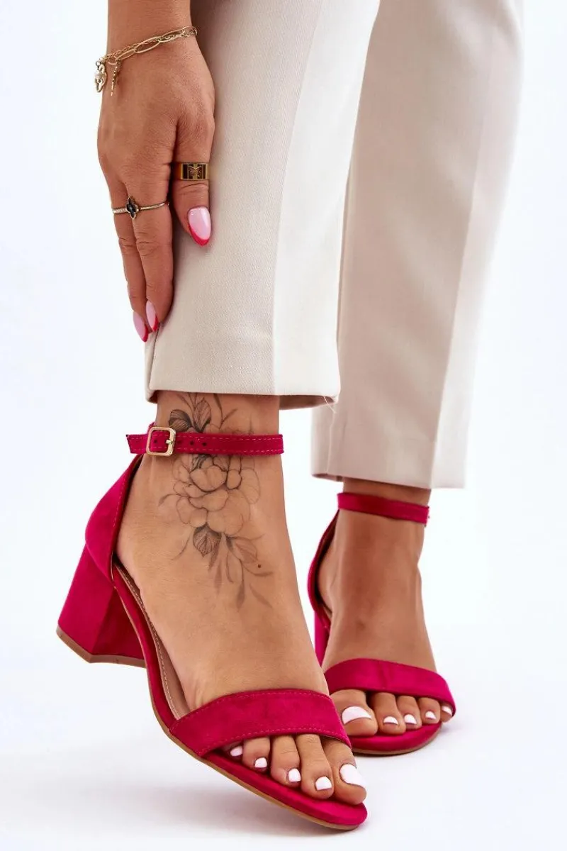 Sandały Na Obcasie>Boto Zamszowe Sandały Na Niskim Obcasie Fuksja Quincy