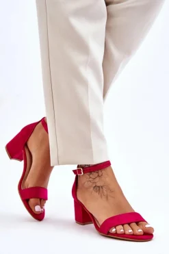 Sandały Na Obcasie>Boto Zamszowe Sandały Na Niskim Obcasie Fuksja Quincy