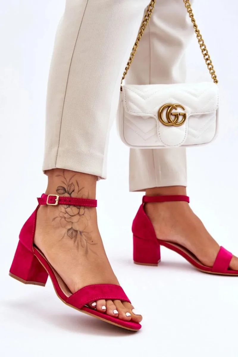 Sandały Na Obcasie>Boto Zamszowe Sandały Na Niskim Obcasie Fuksja Quincy