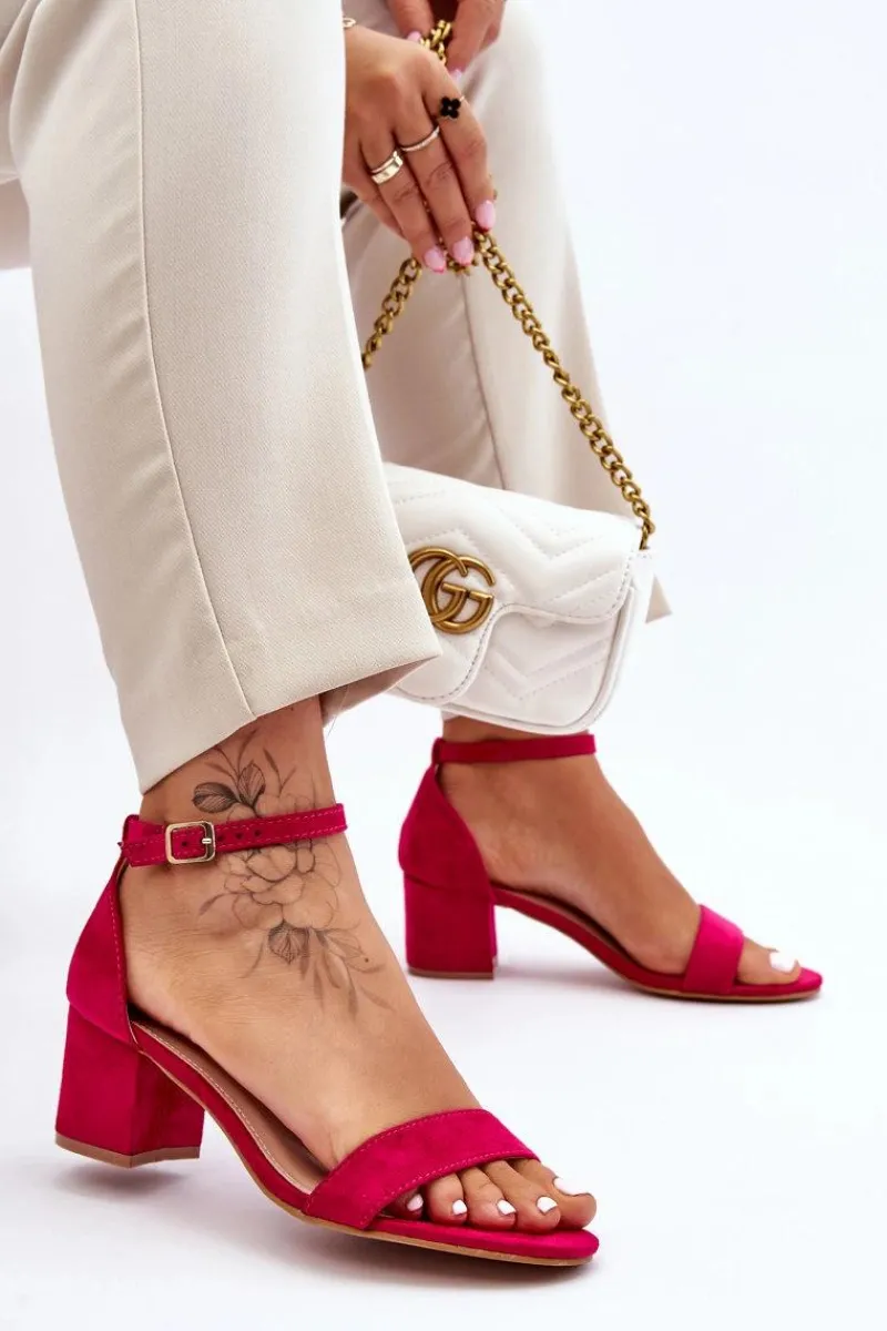 Sandały Na Obcasie>Boto Zamszowe Sandały Na Niskim Obcasie Fuksja Quincy