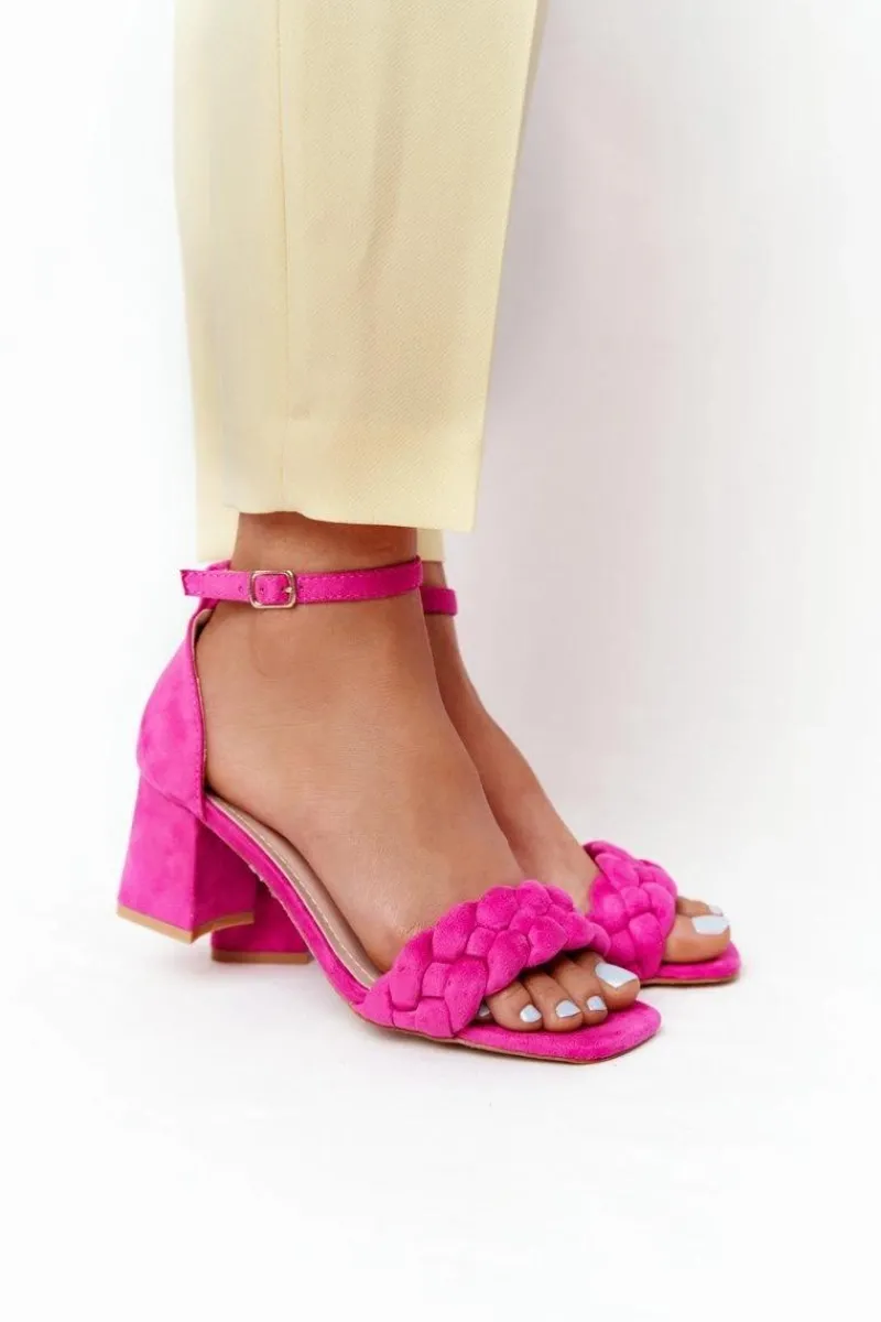 Sandały Na Obcasie>Boto Zamszowe Sandały Na Obcasie Fuksja Long Island