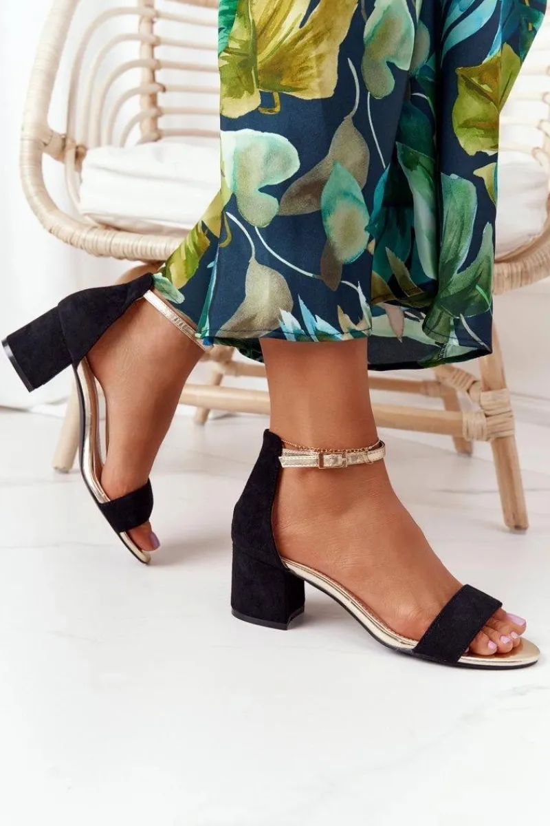 Sandały Na Obcasie>Boto Zamszowe Sandały Na Obcasie Czarne Janet