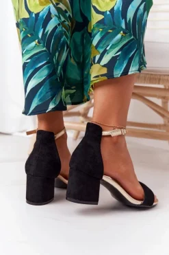 Sandały Na Obcasie>Boto Zamszowe Sandały Na Obcasie Czarne Janet