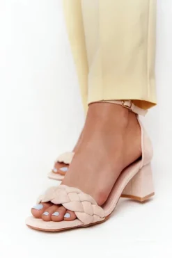 Best Zamszowe Sandały Na Obcasie Beżowe Long Island Damskie Sandały Na Obcasie