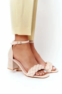 Best Zamszowe Sandały Na Obcasie Beżowe Long Island Damskie Sandały Na Obcasie