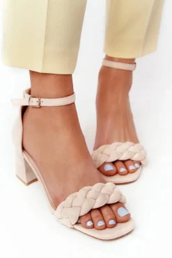 Best Zamszowe Sandały Na Obcasie Beżowe Long Island Damskie Sandały Na Obcasie