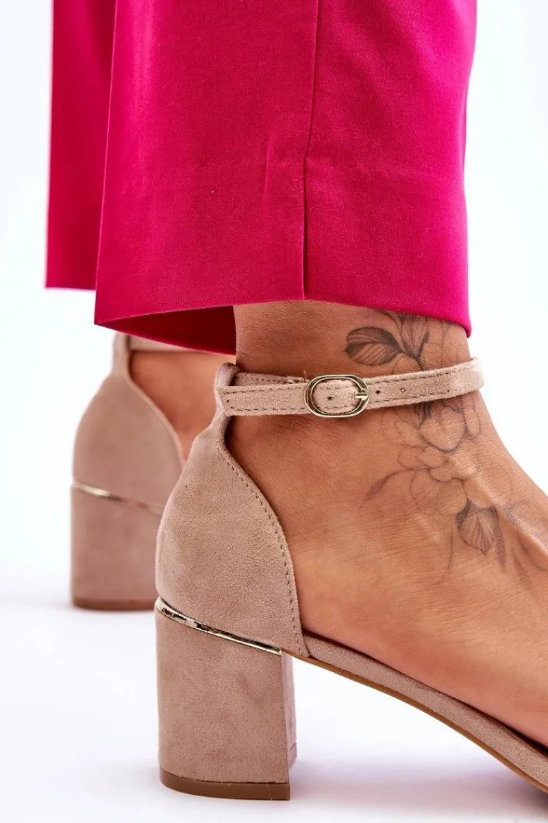 Sandały Na Obcasie>Boto Zamszowe Sandały Na Obcasie Z Ozdobnym Warkocze Beżowe Azela