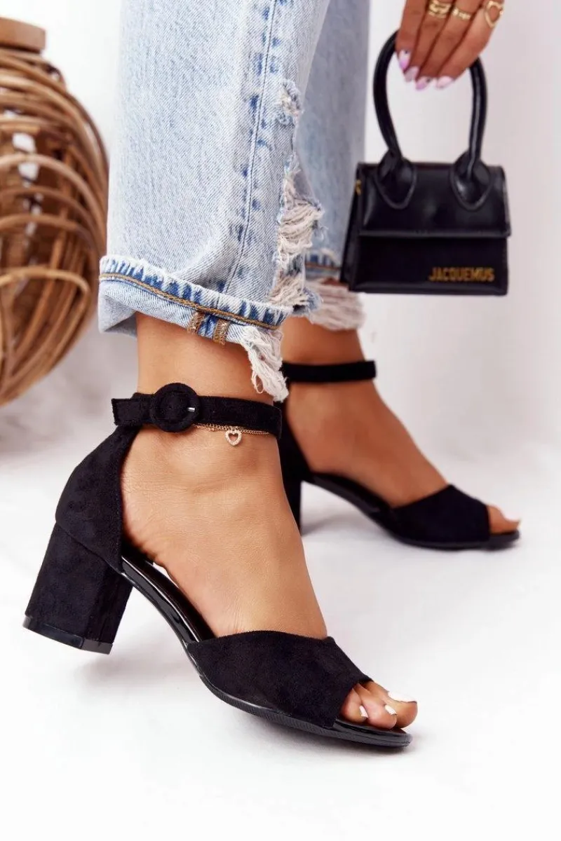 Sandały Na Obcasie>Buty damskie Vinceza Zamszowe Sandały Na Obcasie Vinceza 20100 Czarne