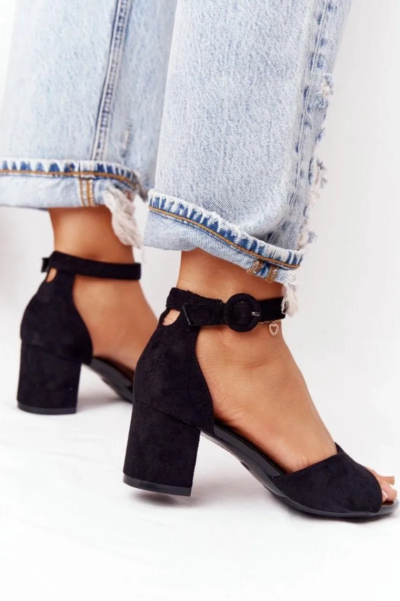 Sandały Na Obcasie>Buty damskie Vinceza Zamszowe Sandały Na Obcasie Vinceza 20100 Czarne