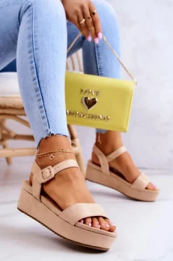 Sandały Na Koturnie>Boto Zamszowe Sandały Na Platformie Beżowe Sariah