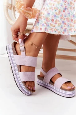 Best Boto Zamszowe Sandały Na Platformie Fioletowe Olimpia