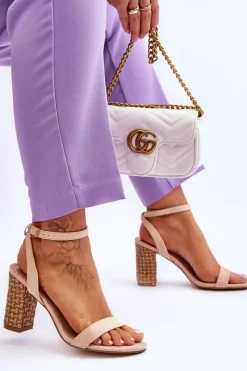 Sale Boto Zamszowe Sandały Na Plecionym Słupku Beżowe Selila Beżowy