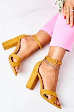 Sandały Na Obcasie>Boto Zamszowe Sandały Na Słupku Żółte Destino