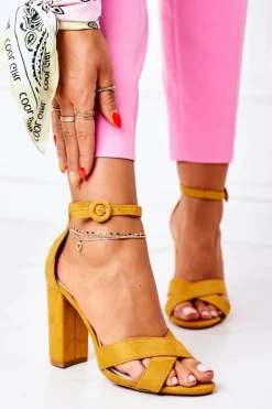 Sandały Na Obcasie>Boto Zamszowe Sandały Na Słupku Żółte Destino