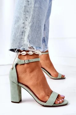 Sandały Na Obcasie>Boto Zamszowe Sandały Na Słupku Zielon Florence