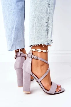 Sandały Na Obcasie>Boto Zamszowe Sandały Na Słupku Szare Dance With Me