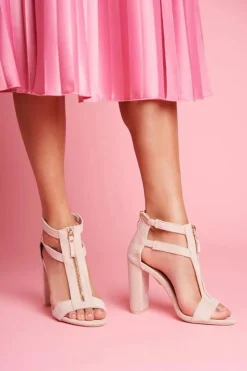 Sandały Na Obcasie>Boto Zamszowe Sandały Na Słupku Beżowe Folly