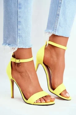 Best Zamszowe Sandały Na Szpilce Żółte Liberty Damskie Sandały Na Obcasie