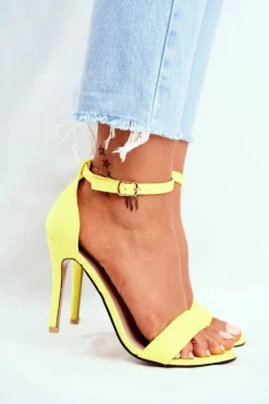 Best Zamszowe Sandały Na Szpilce Żółte Liberty Damskie Sandały Na Obcasie