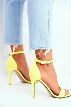 Best Zamszowe Sandały Na Szpilce Żółte Liberty Damskie Sandały Na Obcasie