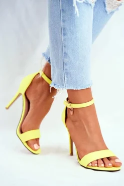 Best Zamszowe Sandały Na Szpilce Żółte Liberty Damskie Sandały Na Obcasie