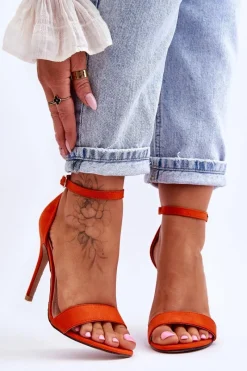Sandały Na Obcasie>Boto Zamszowe Sandały Na Szpilce Pomarańczowe Liberty