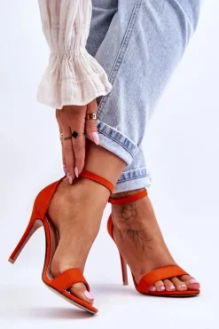 Sandały Na Obcasie>Boto Zamszowe Sandały Na Szpilce Pomarańczowe Liberty