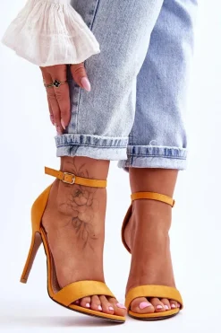 Sandały Na Obcasie>Boto Zamszowe Sandały Na Szpilce Żółte Liberty